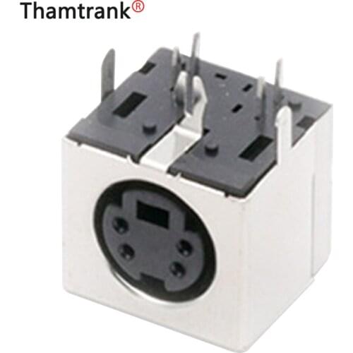 10PCS MDC/S Terminal Mini PS2 Power Socket MINI DIN 4PIN Metallic Housing Female Socket Bent needle Half-Package Shield