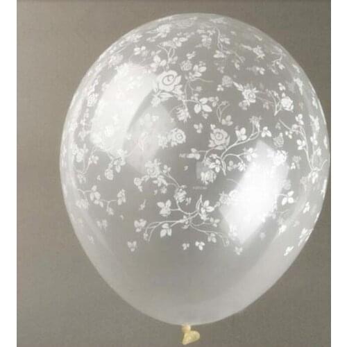 100pcs/lot Rose flower printed clear balloons 12inch latex balloons for wedding party decoration flower transparent balloons