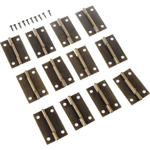 12Pcs Antique Bronze Furniture Door Hinge Jewelry Box Cabinet Drawer Butt Hinge for Wooden Box Furniture Hardware 38x25mm