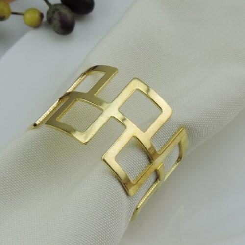 20 pcs Metal Hollow Design Gold Napkin Ring Dinner Decoration for Wedding Receptions Gifts