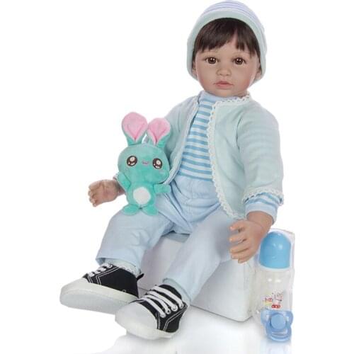 60cm Bebe Reborn Baby Doll Cotton Body Silicone Vinyl sweater Outfit Baby Dolls Kids Toys for Boy Birthday Gifts Christmas