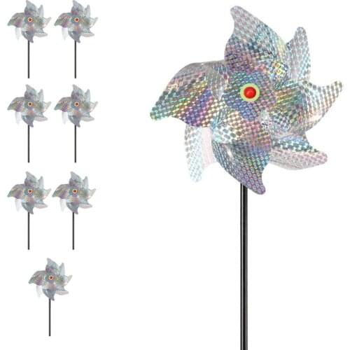 8 Set Reflective Bird Repellent Windmill High Reflection Pinwheels