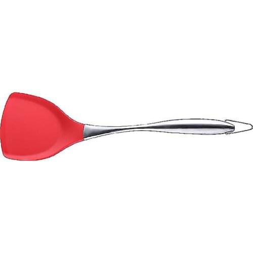 Non-Stick Silicone Cooking Spatula Stainless Steel Handle Wok Shovel Flexible Silicone Pancake Kitchen Cooking Red