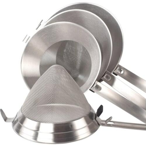Bar Tool 304 Stainless Steel Slip Yarn Mesh big Funnel with handle Conical Filter Cone Funnel Shot coffee residue Filter Screen