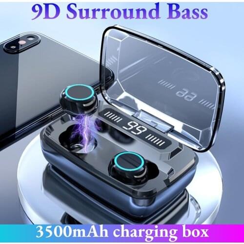 TWS Wireless Bluetooth Earphones 3500mAh Charging Box Headphones 9D HIFI Stereo Sports Waterproof Earbud Headset With Microphone