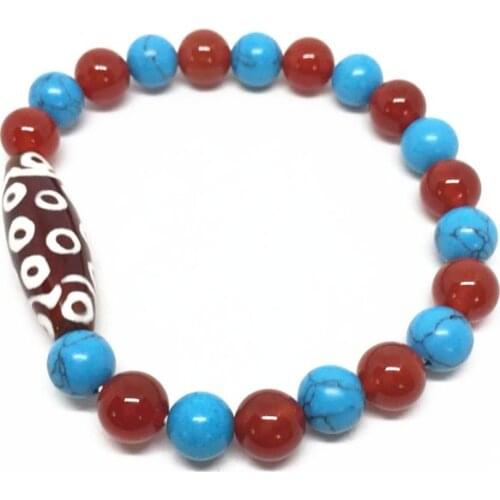 New Arrival Agate Bracelet 21 eyes Dzi Beads Amulet Red Agate Beads Tibetan Dzi Beads Bracelet Bring Lucky
