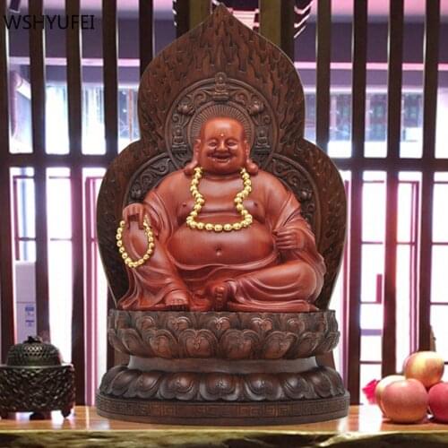 Buddhism Chinese Style Resin Maitreya Statue Fengshui Golden Home Ornaments Living Room Office Decoration Craft Ornament