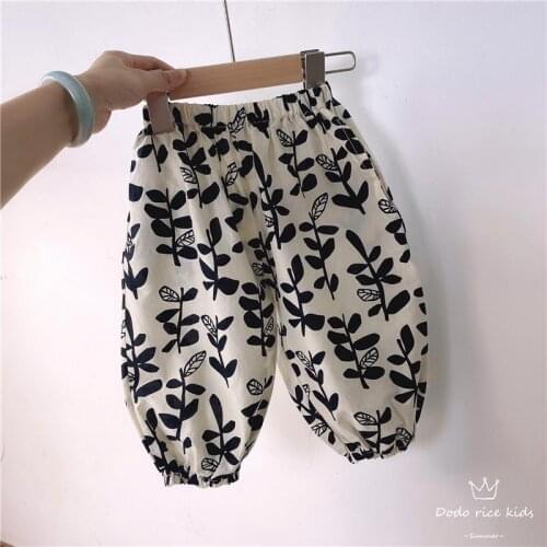 Boys girls kids children loose floral lantern pants trousers baby boys girls cotton casual pants mosquito proof trousers P4 108