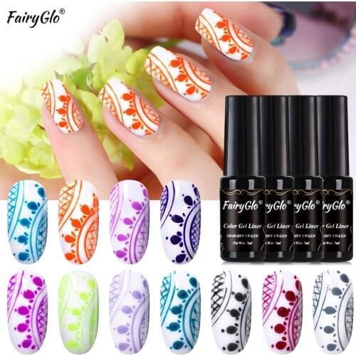 FairyGlo 7ml Gel Liner Painting Gel Nail Polish Nail Art Hybrid Varnish Drawing Line Paint Nail Gel Polish Enamel Lacquer Nails