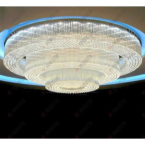 Hotel engineering lights three rounds of circular LED living room crystal lamp restaurant lights round crystal lamp luxury lamps