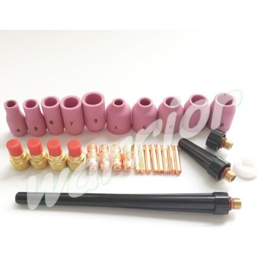 TIG Welding Setup Kit For WP-9 WP-20 WP-25 Torch 0.04"-1/8" Collet Collet Body Gas Lens Alumina Nozzle Cups