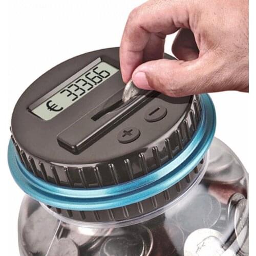 1.5L Digital Piggy Bank Counting Box Large Capacity ABS Money Jar LED Display Coin Saving Pot for Home Storage Bottles
