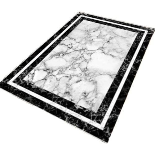 Carpet For Living Room Modern Geometry Rectangle Home Bedroom Bedside Rug Kitchen Anti-Slip Artificial Leather Based Carpet