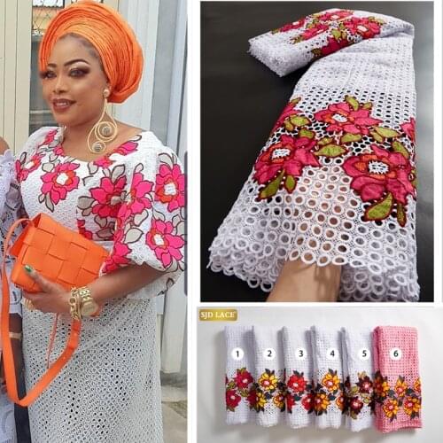 SJD LACE African Lace Fabric 2021 High Quality Nigerian Guipure Cord Lace Latest Water Soluble Tissue For Wedding Party SewA2535