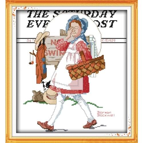 The passed Summer Cross Stitch Kits Embroidery Needlework Kit Printed Canvas DMC Counted printed Cross-stitch set DIY Home Decor