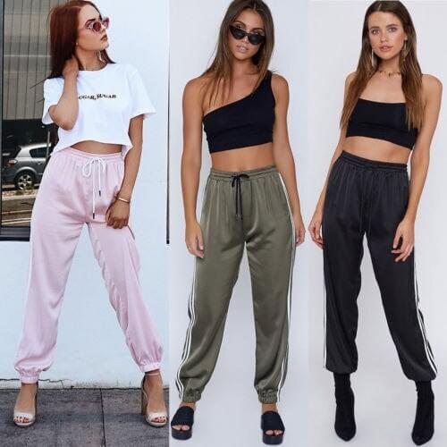 Fashion Women Sweatpants Trousers Leggings Joggers Casual Loose Side Striped Long Pants Sweat Wear Plus Size M-XL