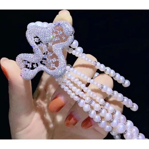 The sea of clouds bright starry sky romantic pearl double long necklace for women elegant pearl necklace gorgeous jewelry