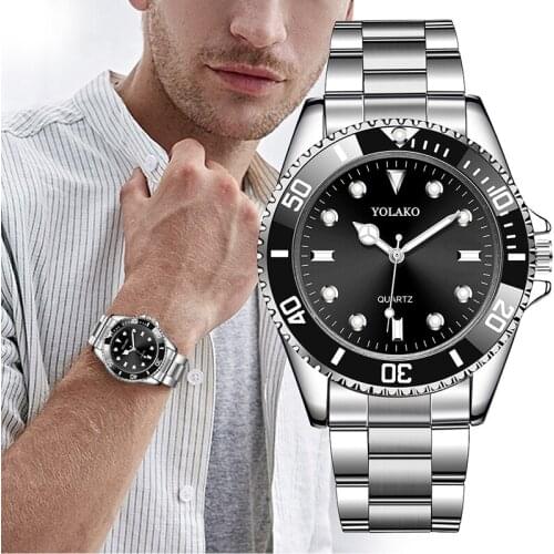 Fashion Men Stainless Steel Watch Luxury Green Dial Waterproof Business Quartz Wrist Watches New For Man 2019 relogio masculino