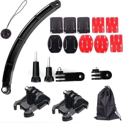 Go Pro Accessories Set Helmet Extension Arm Mount Kit For Gopro Hero 9 8 7 6 5 Curved Selfie Stick for Yi 4K Sjcam