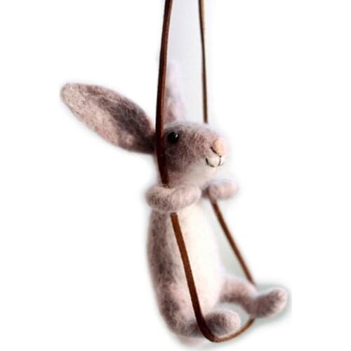 Swing Bunny Needle Felting Kit for Beginner Felting Starter Kit Handmade Wool Felt Kit Craft Kits Creativity Kit English Manual