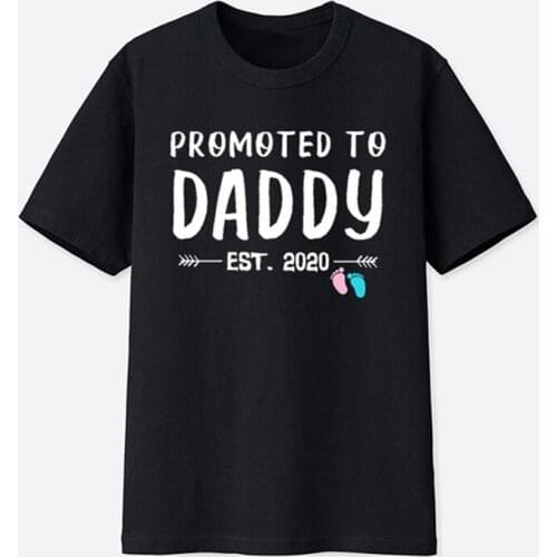 Promoted To Daddy Est. 2020 Mens T-Shirts 100% Cotton Foot Graphic Printed Mens Clothing Fathers Day Gifts Male Tops Tee