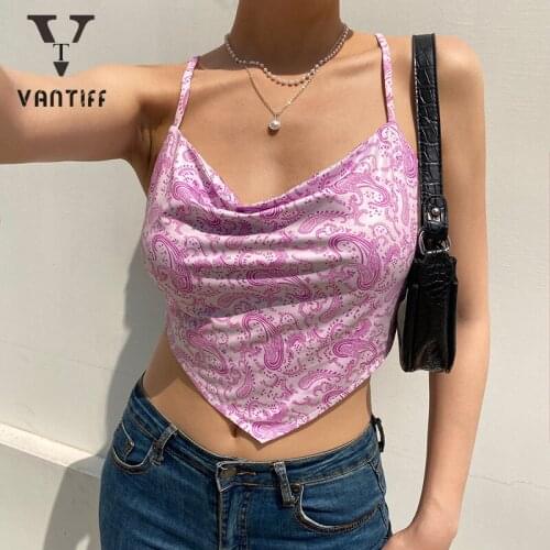 New Fashion Summer 2021 Women Y2k Tops Dress Printed Clash Color Square Scarf Vest Female Tops for Women Boho Crop Top for Girl