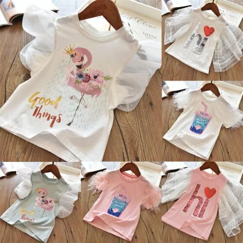 New Children Clothes Kids Birthday Wear Girls Animal Unicornio Cartoon Print Tee Top T-Shirt for For 3 4 5 6 7 8 Years Girls