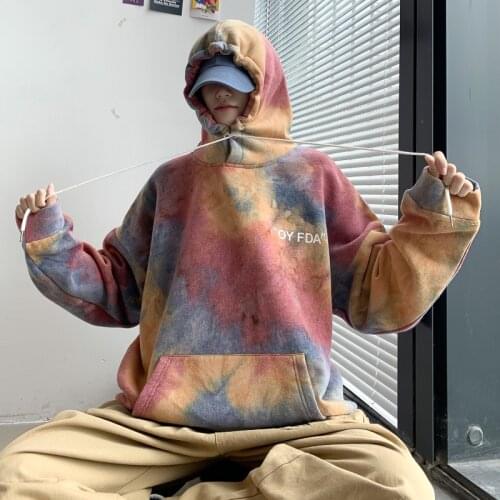 Oversize New Fashion Tie-dyed Men Hoodies 2020 Autumn Fashion Mens Hooded Sweatshirts Man Korean Hip Hop Casual Pullovers