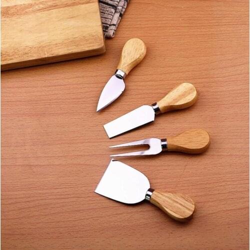 Oak Handle Slicer Cheese Knife Fork Shovel Kit Kitchen Cooking Tool Cheese Board Sets LX1811