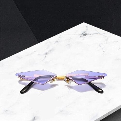 1pcs Diamond Shape Rimless True Film Sun Glasses UV400 Trending Narrow Eyewear Streetwear Sunglasses Women