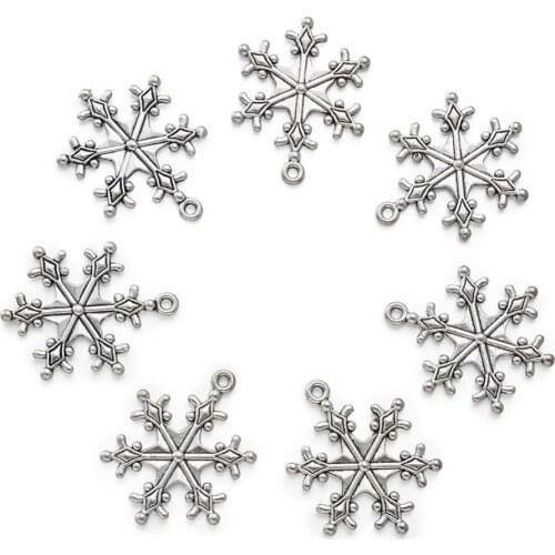 PandaHall 10pc 29x22x3mm 10PCS Snowflake Pendant Charms Gift Christmas for Necklace Bracelet Making DIY Present