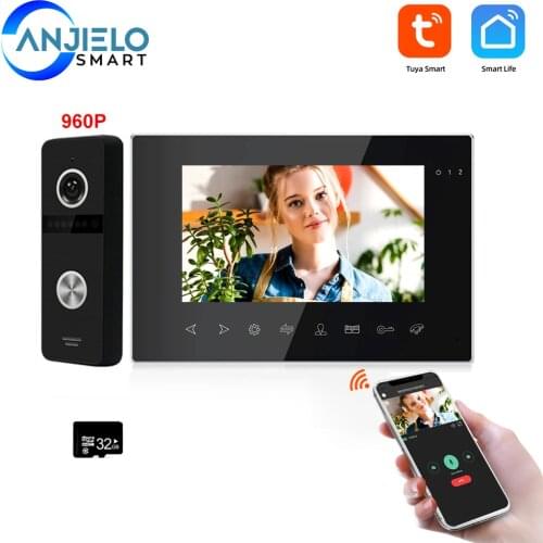 Smart Tuya Wifi 960P 7 Inch Wired Video Door Phone Intercom Night Vision Waterproof Mobile Phone Remote Control Double Unlock
