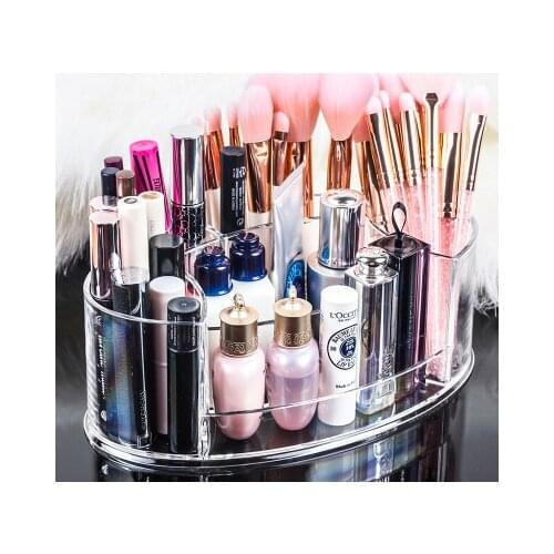 Transparent Dressing Table Makeup Brush Eyebrow Brush Powder Lipstick Storage Tube Desktop Finishing Cosmetic Storage Box