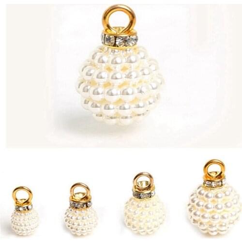 20pcs Imitation Round Pearl 8-16mm White Plastic Loose Beads Sewing Buttons For Clothing Scrapbooking Garment DIY Accessories