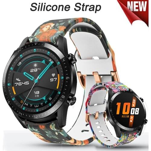 For Huawei Watch GT 2 46mm 42mm GT2 Silicone Band Wrist Fashion Printing Replacement Watchbands 22mm 20mm Watch Strap Bracelet