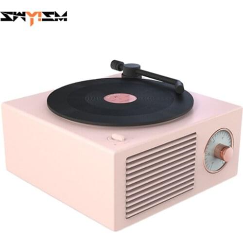 Retro Vinyl Record Player Bluetooth Speaker Wireless Portable Mini Column Subwoofer Boombox Column Sound Music Center Support TF