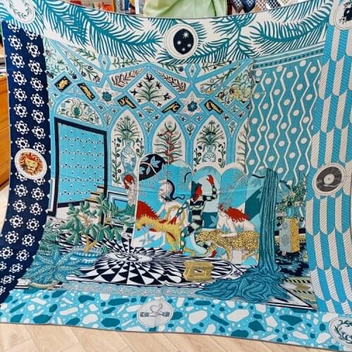 Luxurious Brand New Square Scarf Love in the jungle Leopard print velvet scarf comfortable warm thin silk cashmere shawl 135