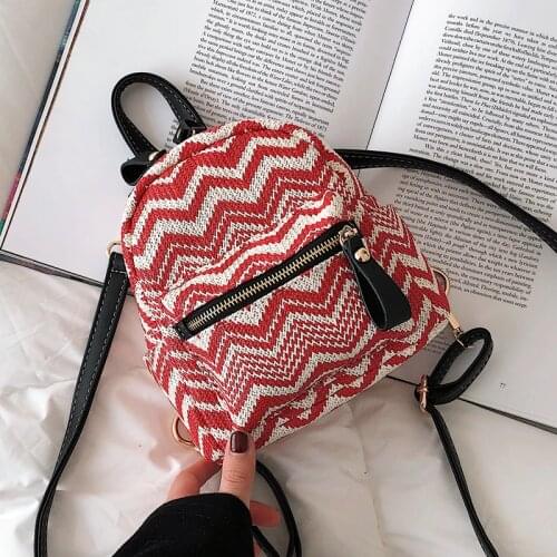 Fashion pattern Striped Color collision shoulder bag lady leisure schoolbag lady Casual Backpack Unisex Backpack Travel Bag