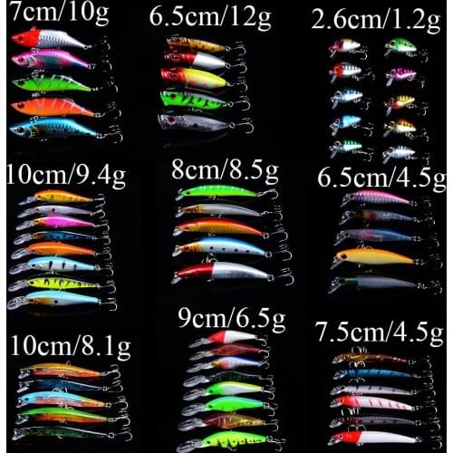 Mixed Models Fishing Lures Minnow Crankbaits Bass Baits high carbon steel treble hook Wobblers Set Lifelike Fake Fishing bait