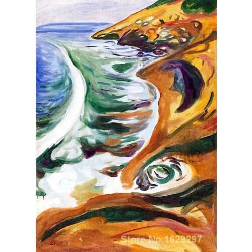 Modern painting for kitchen Waves Breaking on the Rocks Edvard Munch High quality Hand painted