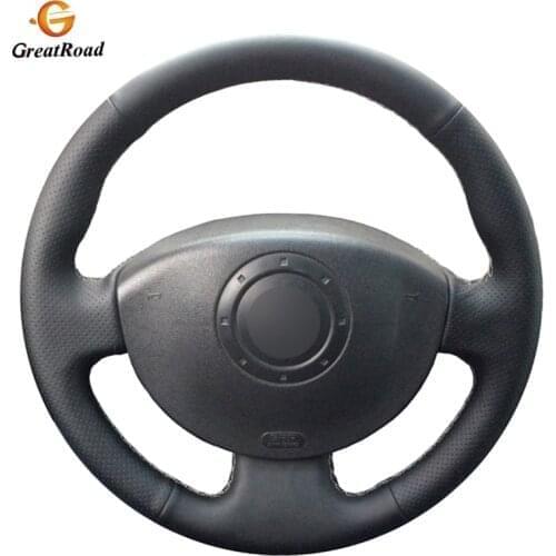 Hand-stitched Black PU Artificial Leather Car Steering Wheel Covers Wrap for Renault Megane 2 2003-2008 Kangoo 2008-2012 Scenic