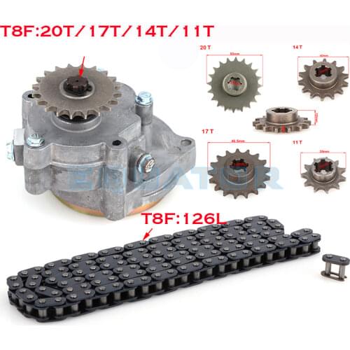 T8F Clutch Drum Gear Box Sprocket with chain for 33cc 43cc 49cc Ty Rod II Go Kart Mini Moto Dirt Bike Scooter Xtreme ATV buggy