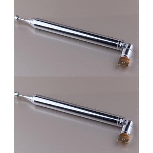 A pair Diameter 12MM Stretched 1 Meter 12 Section Thick Telescopic Aerial Antenna for TV Radio DAB AM/FM Replacement