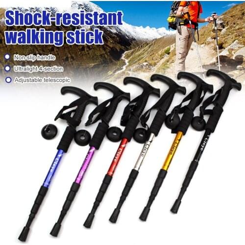 Trekking Trail Ultralight Shock Resistance Walking Sticks Telescopic Adjustable Alpenstocks for Hiking Camping Mountaineering