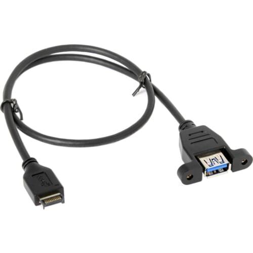 USB 3.1 Front Panel Header to USB 3.0 Type-A Female Extension Cable 50cm Panel Mount Type
