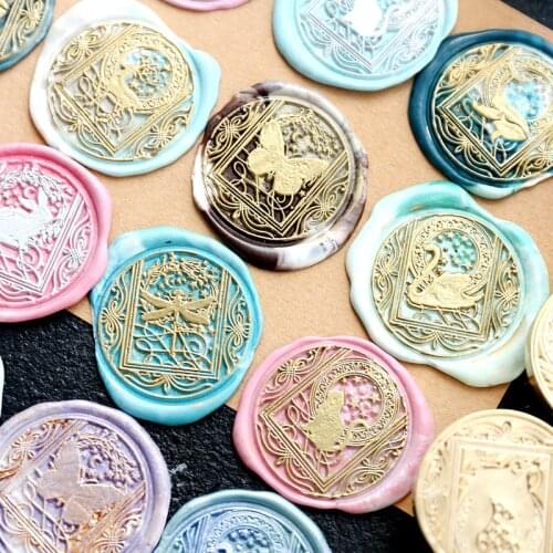 Starry Sky Butterfly Fire Lacquer seal Wedding Greeting Card DIY Seal Beautiful Starry Sky Cat Sealing Wax Stamp Diameter 3cm