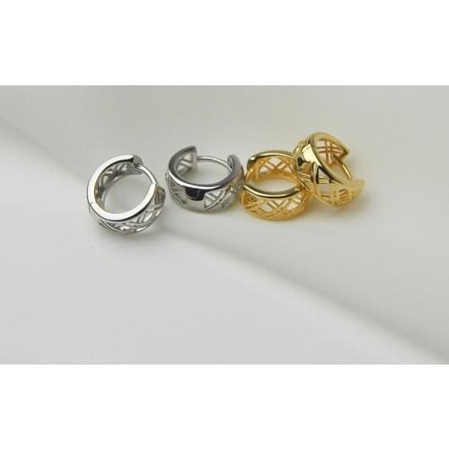 Good quanlity Gold Silver Color Mesh Hollow Hoop Earrings Women 2021 New Fashion Personality Versatile Ear Accessories