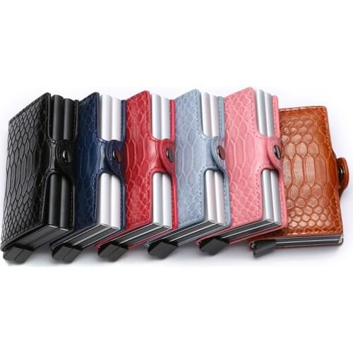 TOP Leather Double-Layer Women Hasp Card Holder Case Pink Wallet Python Fashion Simple Beauty Lady Bank Credit Card Holder Gift