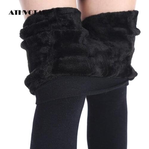 ATHVOTAR Winter Plus Cashmere Leggings Fashion Warm Super Elastic Faux Velvet Winter Thick Slim Leggings