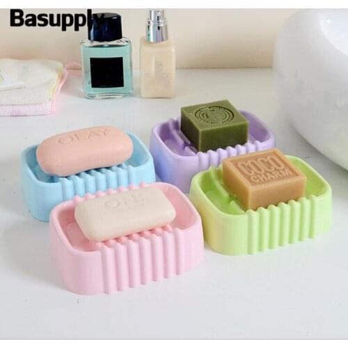 Basupply 1pc Soap Dish Soap Tray Holder Storage Soap Rack Plate Box Container for Bathroom Kitchen Accessories